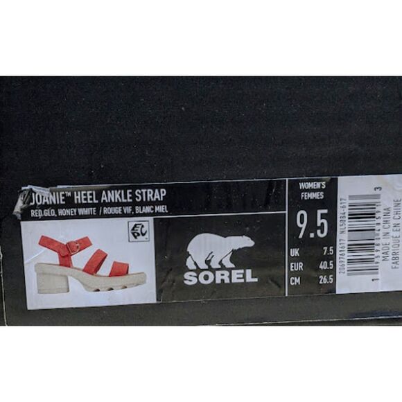SOREL Red Glo Joanie Heel Ankle Strap Platform Sandals Women's 9.5 NIB - Picture 12 of 14
